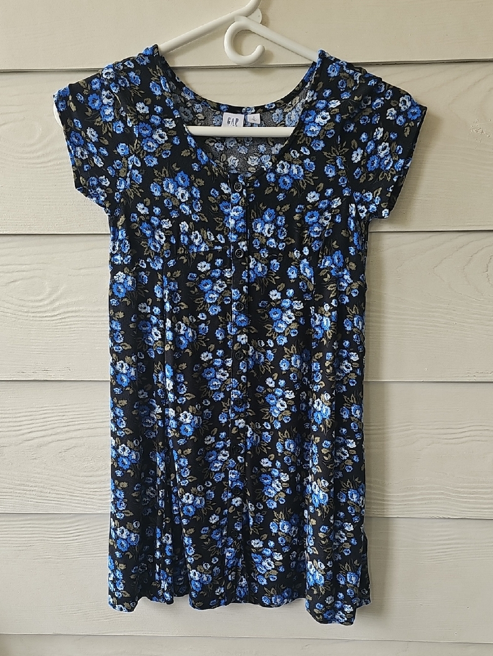 ​GAP Kids Blue Floral Button Front Dress Size M (8)